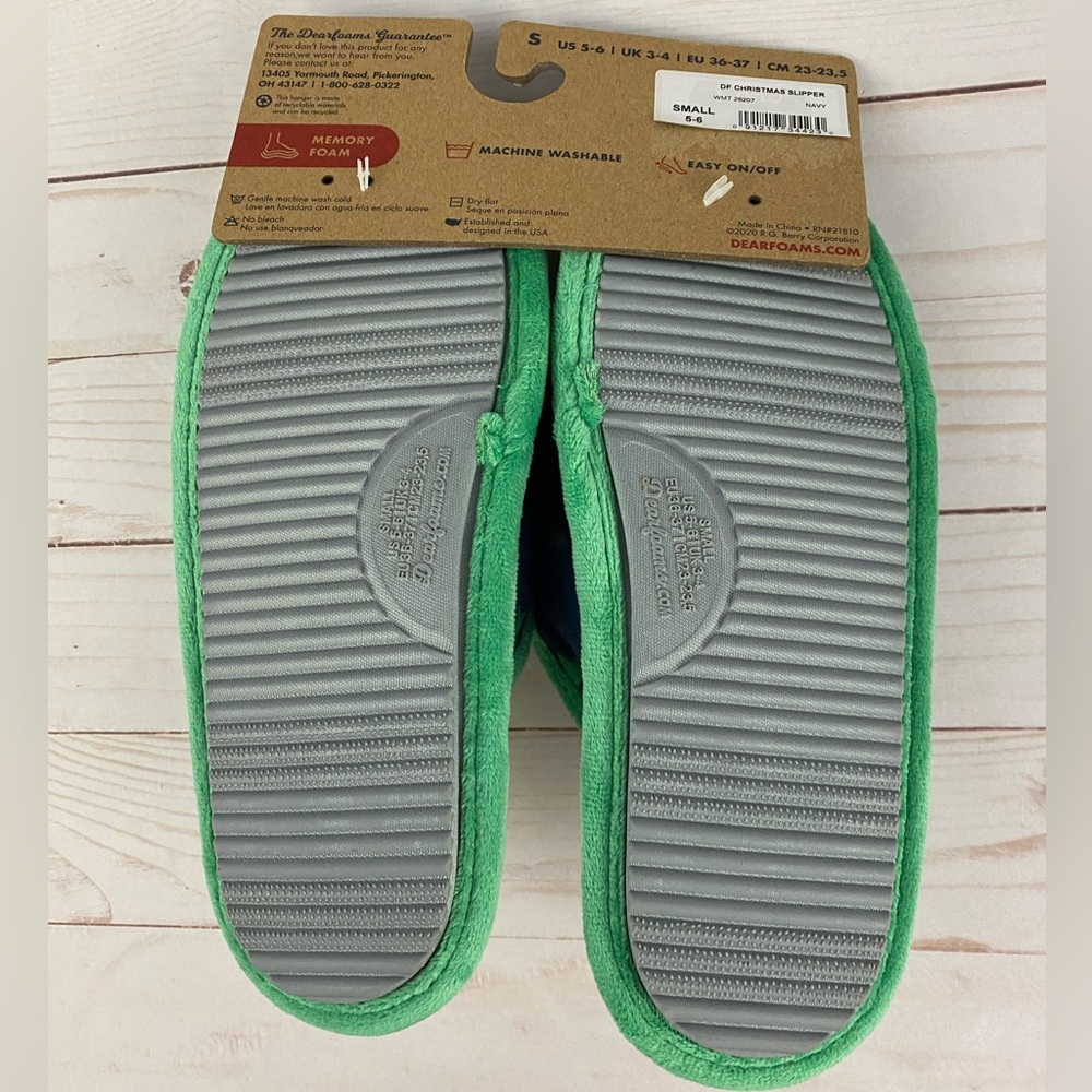 New DF Dearfoams Christmas Tree Scuff Slippers Memory Foam Size S 5-6 - Picture 2 of 9